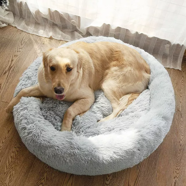 Extra Large Dog Cat Pet Calming Bed Comfy Fluffy Donut Dog Beds Round Soft Plush