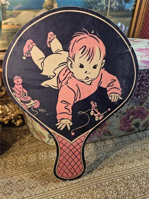 Vintage Paper Advertising Fan Paddleball Graphic Baby Toys Food Market Berlin NJ