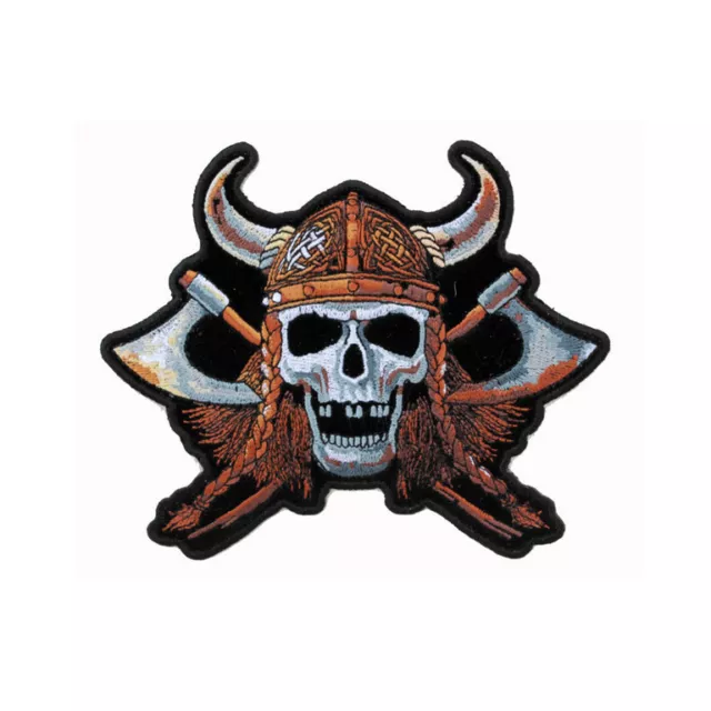 Biker Motorrad Chopper Viking Skull Wikinger Aufbügler Aufnäher Patch NEU