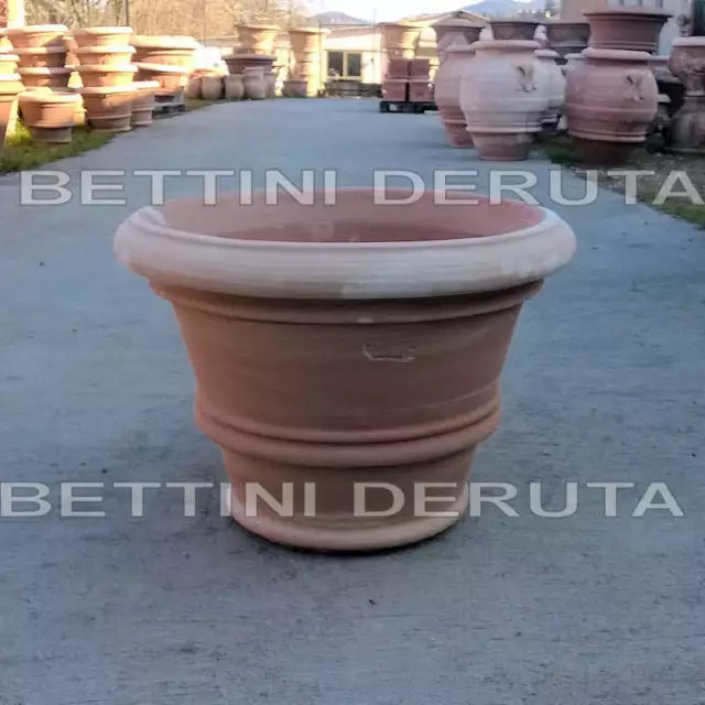 Vaso fioriera doppio bordo in terracotta Toscana Umbria resistente al gelo mano