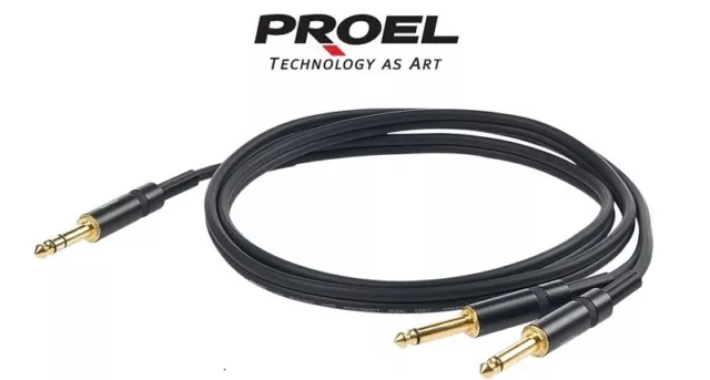 Proel CHLP210LU3 3mt Cavo audio insert Jack stereo 6,3 > 2 x Jack Mono Yongsheng