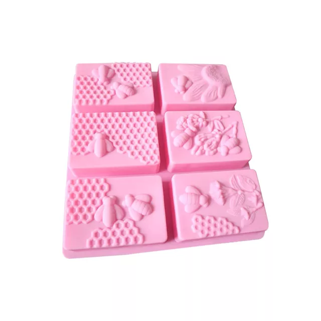 Rectangle Baking Bee Honeycomb Soap DIY Mold 3D Soft Silicone Candle Cake Making