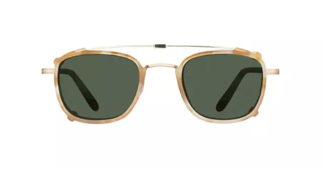 Garrett Leight 46 GLCO Garfield Frames + Gold/Green Clip On Sunglasses $475