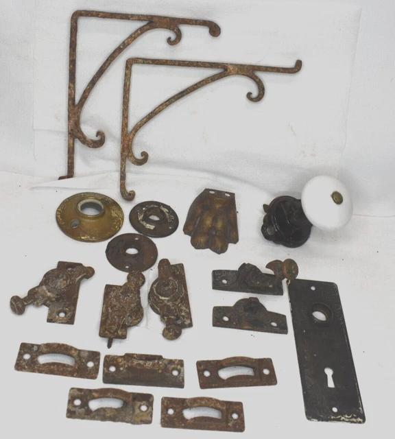 LOT OF ANTIQUE Victorian Salvaged Hardware Door, 1800's Gilbert