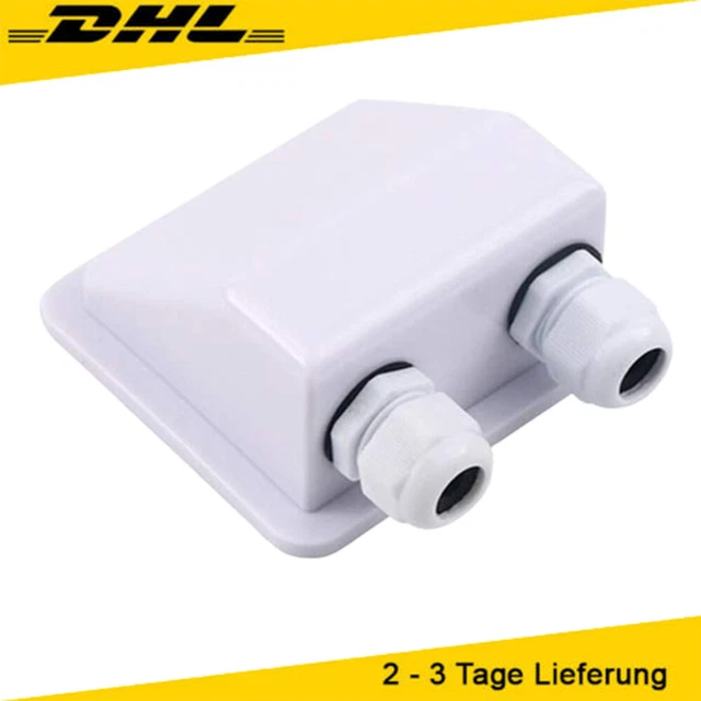 QWORK® Pssacavo Per Tetto, IP68 Impermeabile Doppio Cavo Di Ingresso Resistente Agli Agenti Atmosferici, Per Camper Caravan Barca Solare, Passacavo ABS, 2 Pezzi, Nero