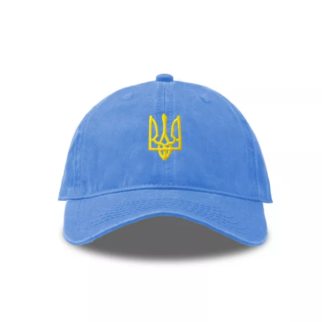 Ukraine Flag Baseball Cap Embroidered Cotton Adjustable Dad Hat Blue