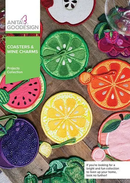 Coasters and Wine Charms Anita Goodesign Embroidery Machine Design CD NEW