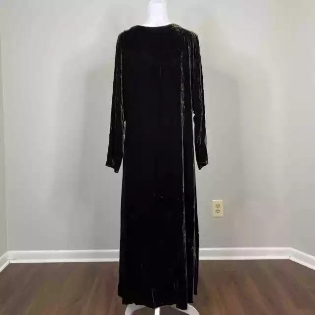 EILEEN FISHER Velvet Long Sleeve Maxi Dress, Medium, Brown, Silk Blend