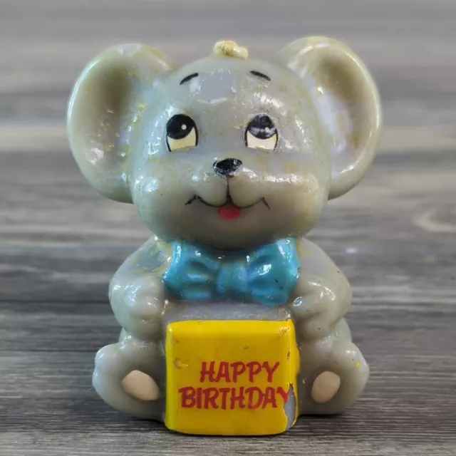 Vintage Russ Berrie Mouse Happy Birthday Candle 3.25 inch Tall Unburned