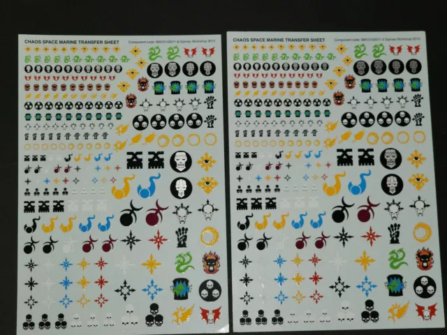 Warhammer 40k Miniatures Chaos Space Marines Decal Transfer Sheet Bits Lot, Q27