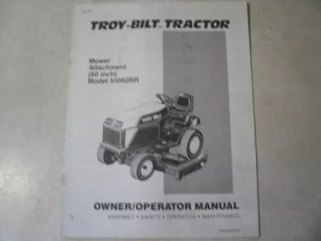 Troy-Bilt Tractor Mower Attachment Model 51060SR Owner/Operator Manual (e13)