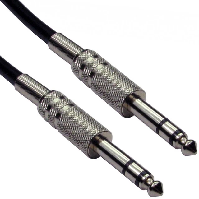 0,5 m Pro 6,35 mm 1/4" Stereo Buchse Stecker auf Stecker Kabel Mixer Amp Audio TRS Leitung