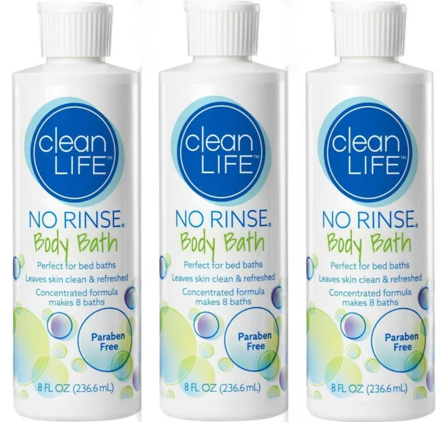 No Rinse BODY BATH Cleanser 8oz ( 3 pack ) Green