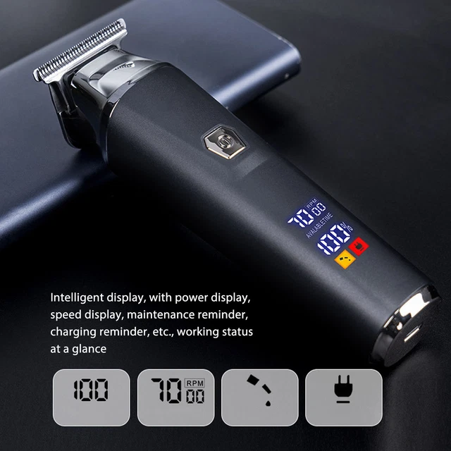 Hair Clipper LCD Display USB Charging Portable Powerful Motor Low Noise Elec Dob