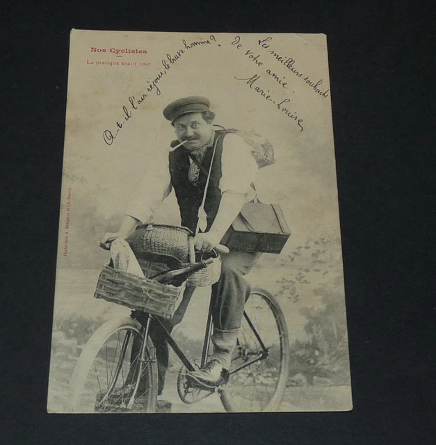 Carte Postale Ancienne CPA – Cyclisme Femme à Vélo – Timbre Inclus – Collection