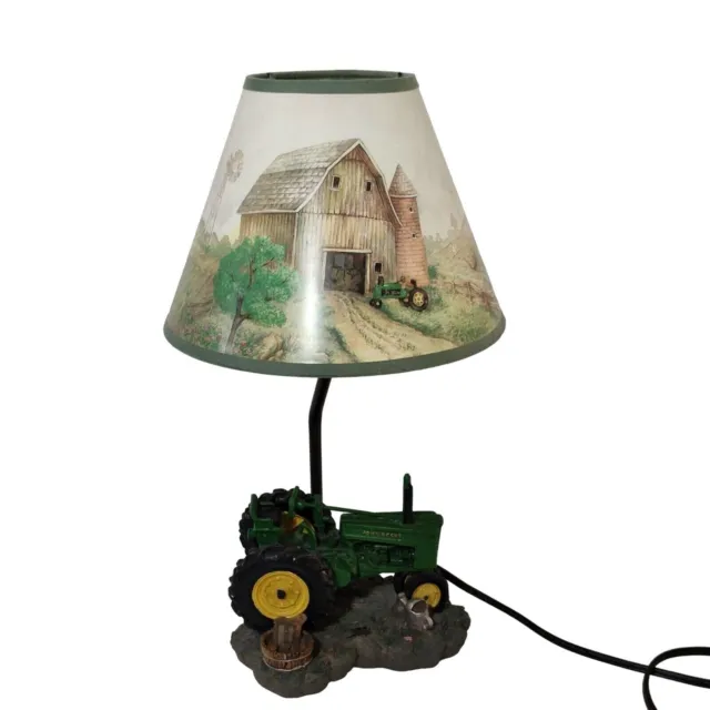 John Deere 1999 Green Farm Tractor 16" Table Lamp with Shade WORKING