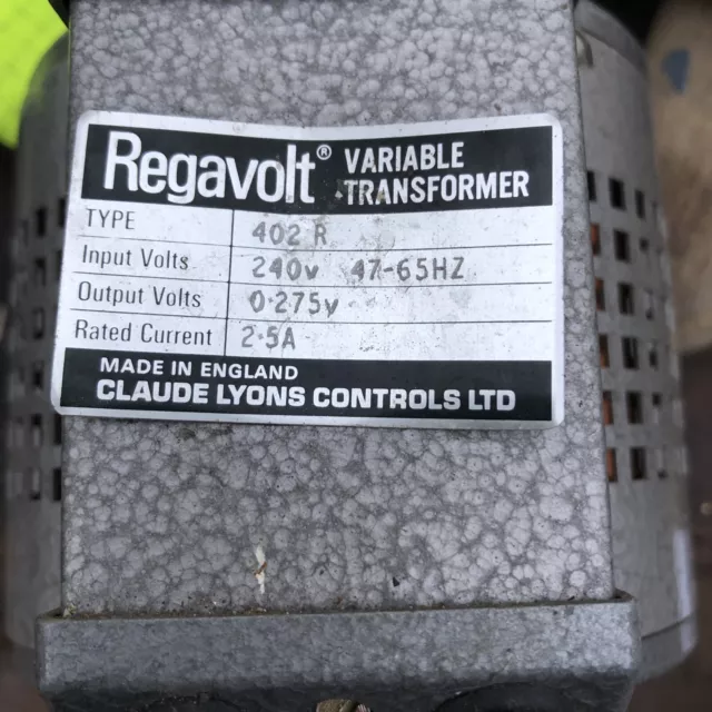 Regavolt  Variable Transformer 402R 240v  Output 0.275v Rated Current 2.5A