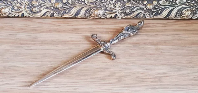 Vintage Brass Letter Opener Paper Knife KNIGHT HANDLE