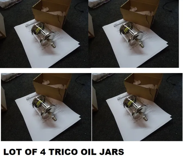 4 Trico Cat Pumps 30429 Type KG 10oz Gravity Feed Oiler Glass 1/4 NPT Sight Jar