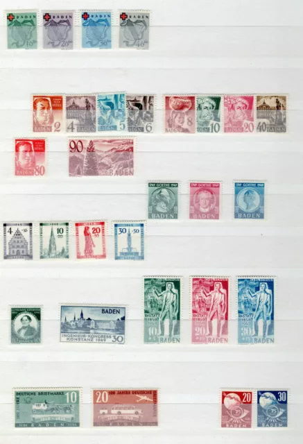 Französische Zone Baden Mi.Nr. 1 - 57 Sammlung ** / * 1947 - 1949
