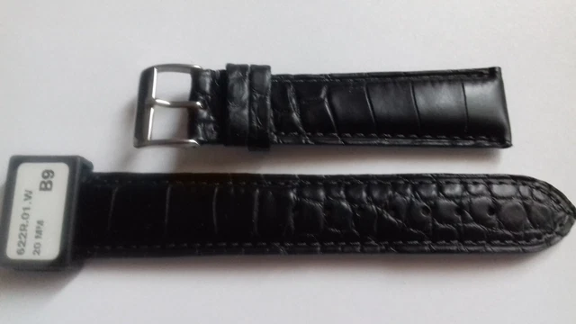 Bracelet De Montre En Cuir D'alligator Véritable - Noir, Largeur 20/18mm - Compatible Nombreuses Marques De Luxe