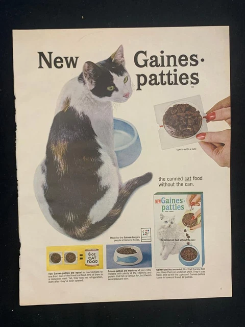 Magazine Ad* - 1965 - Gaines-Patties Cat Food - black & white