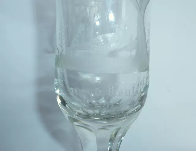 Ausgefallenes graviertes Glas Böhmen um 1900-1926 Kofirmation Fasanen  B-556 2