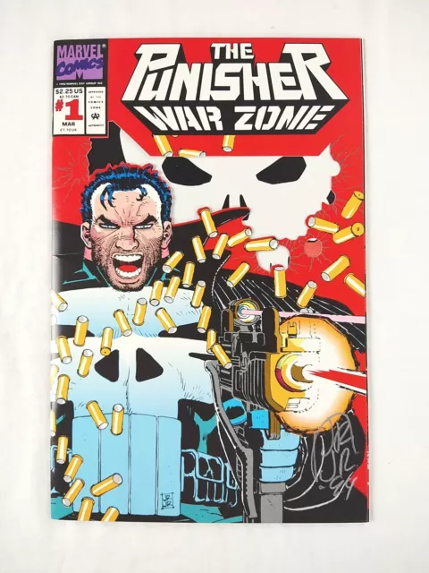 The Punisher War Zone #1 SIGNED by John Romita Jr (1992 Marvel Comics) Die-Cut