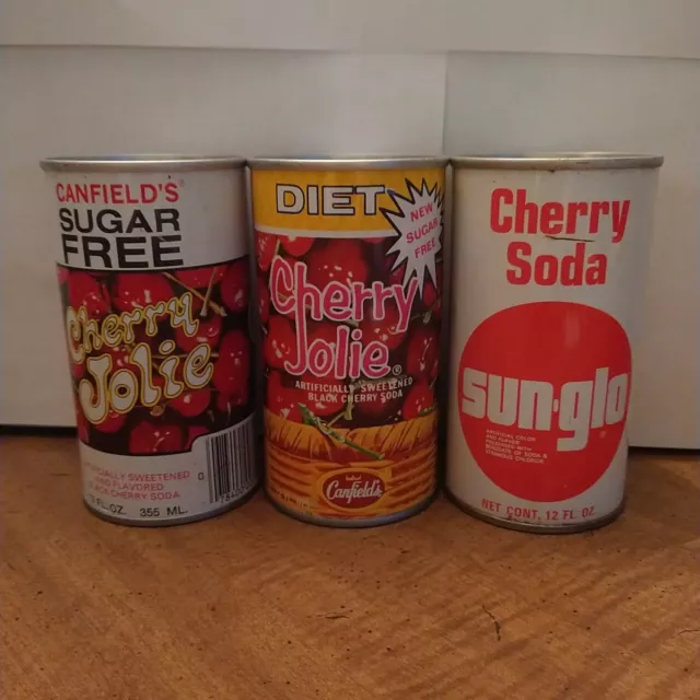 Lot 83 6 Vintage steel pull top cherry soda pop 12 oz cans canfields fame yukkon 2