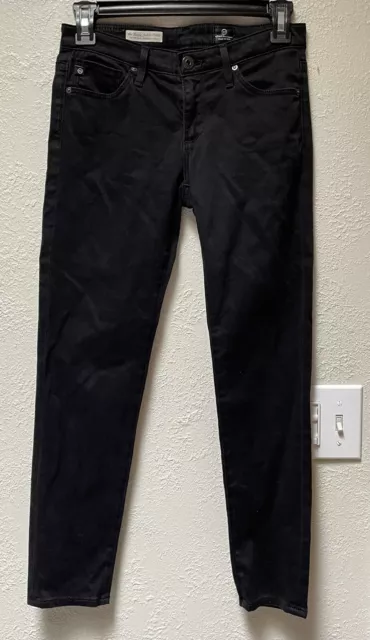 AG Adriano Goldschmied The Stevie Petite Slim Straight Ankle Jeans Black SZ 25 R