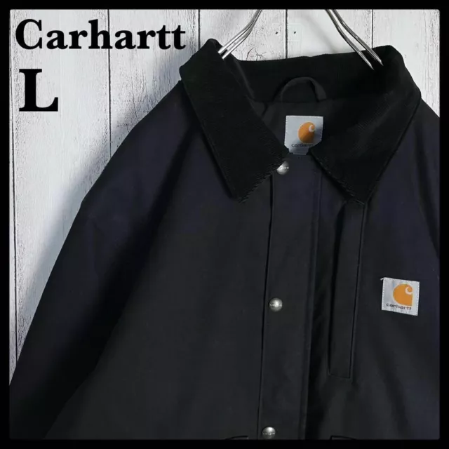 L SIZE Carhartt Duck fabric jacket with one point logo black No.cr120 ...