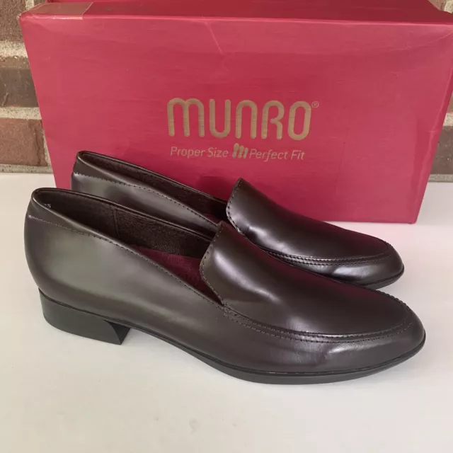 Munro Women’s Harrison Brown Leather Slip On Loafers Size US 7.5 SS Narrow Width