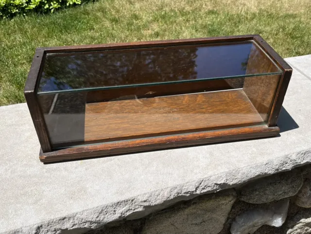 Antique Oak & Glass Countertop Display Case Lockable!