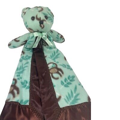 Manta de peluche de juguete estampado de mono marrón azulado oso amoroso
