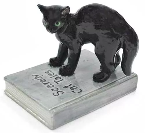 ➸ NORTHERN ROSE Miniature Figurine Black Cat Scaredy Tales