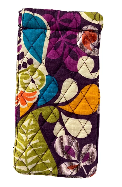 VERA BRADLEY Sunglasses/Glasses Soft Case, in Plum Crazy Squeeze Apart Opening