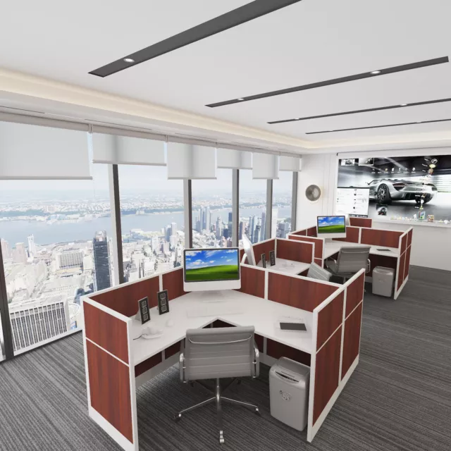 5x5 2 MAN MIRROR Cubicles-43″ H- 2 MAN  L Shape Fully Laminated Office Workst...
