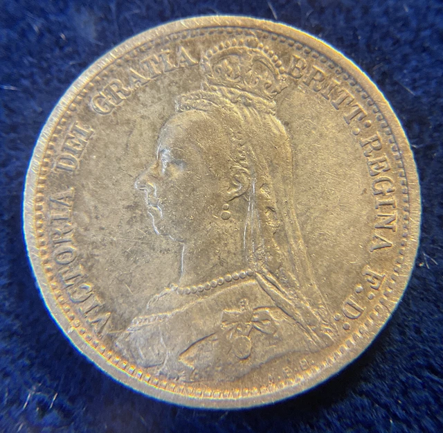 NICE SILVER 1887 Great Britain 6 Pence Queen Victoria Coin