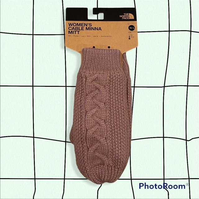 The North Face Women Minna Cable Knit Mittens Twilight Mauve Medium Large NWT