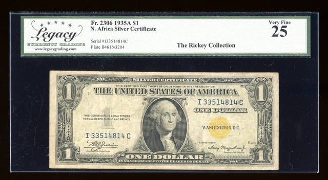 DBR 1935-A $1 North Africa Fr. 2306 IC Block Legacy 25 Serial I33514814C