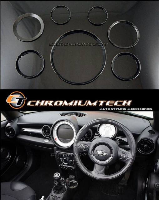 MK2 MINI Cooper/S/One/JCW R55 R56 R57 R58 R59 BLACK Dashboard Interior Ring Kit