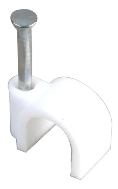 PRO POWER - Round Cable Clips, 10mm, White, Pack of 100