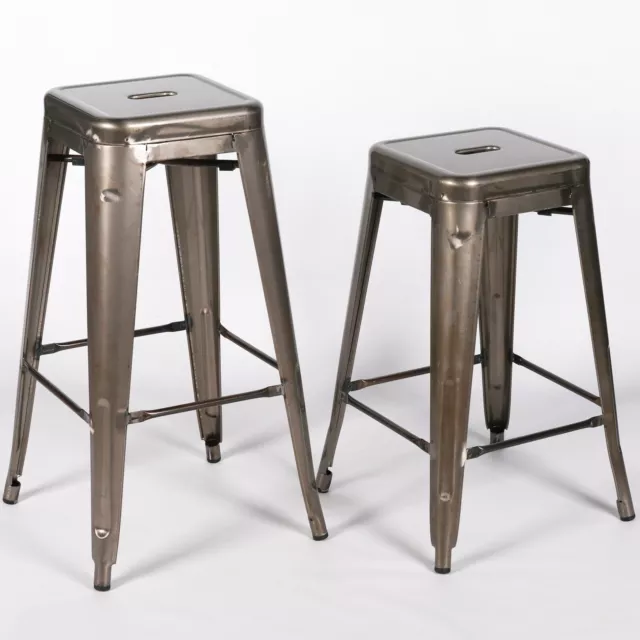 Tolix Inspired Metal Bar Stool Steel Industrial Breakfast Bistro Cafe Stackable