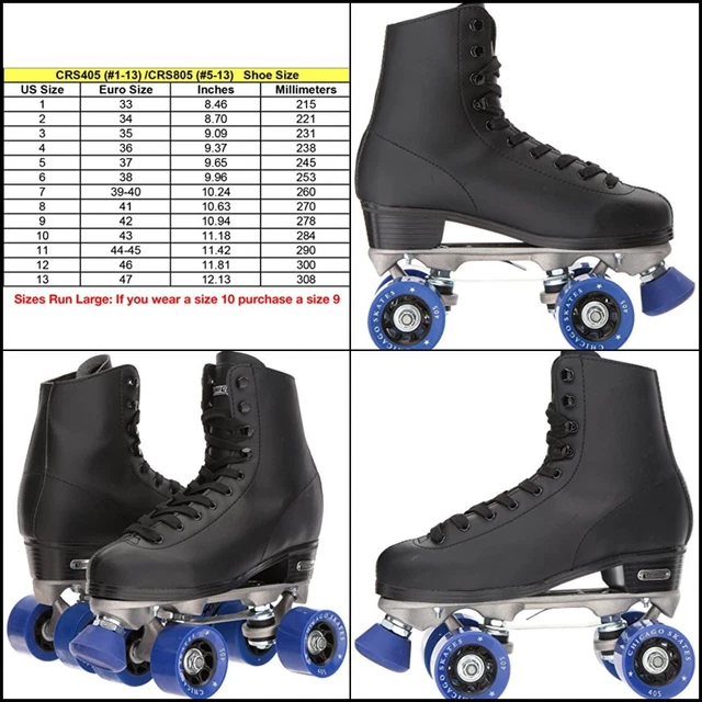 CHICAGO PREMIUM MEN'S Roller Skates High Top Quad Rink Skate (Black