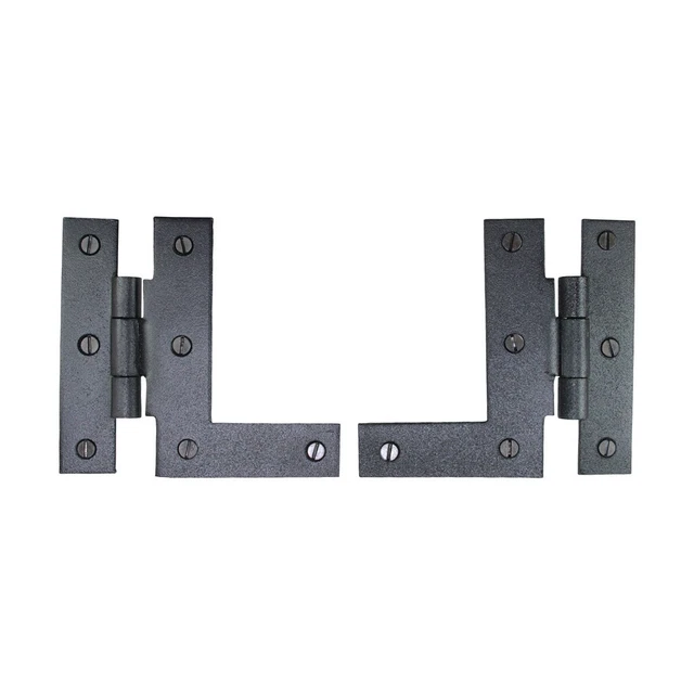 Pair Left and Right H-L Wrought Iron Cabinet Hinge 3 1/2" H, 3/8" Offset