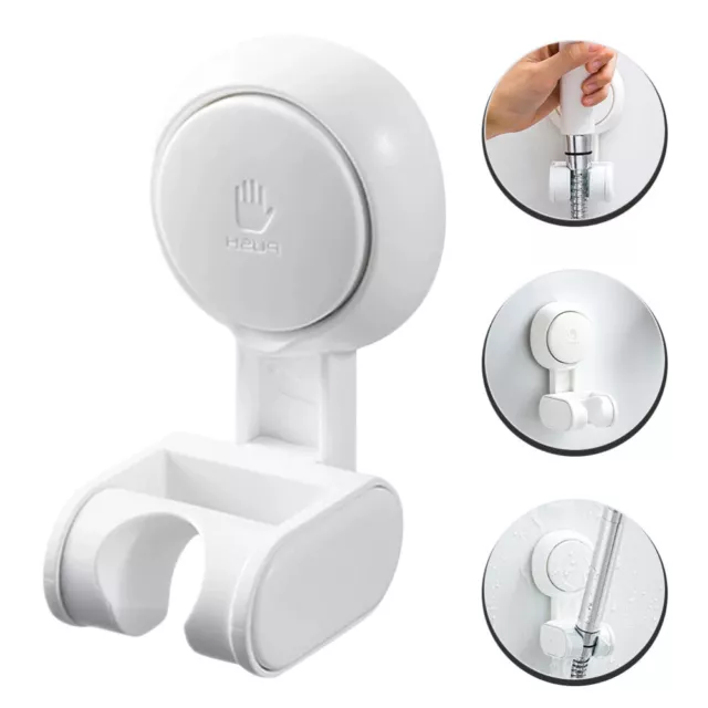 White Plastic Sucker Shower Base Suction Cup Bracket Drill Free Showerhead