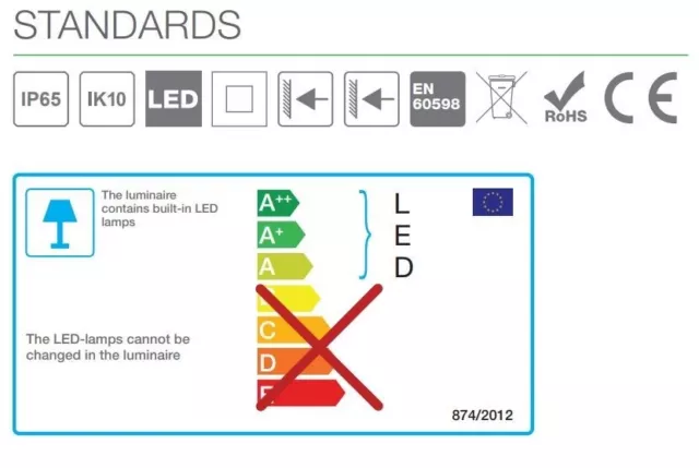 Mamparo LED 2D 10,5 W Accesorio 4000K, IP66, MWS Sensor Luz Helecho Howard 3