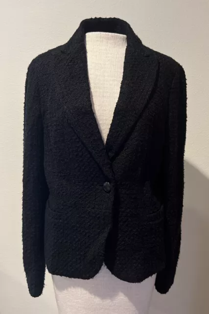 Brooks Brothers 346 Womens Blazer Jacket Black Tweed Textured 8-10 M 1 Button