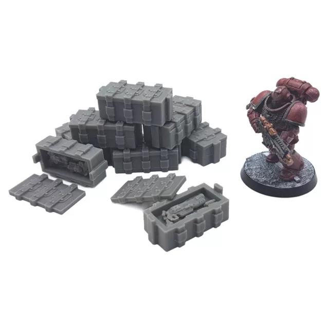 Weapon Ammo Storage Crates 28mm Scatter Terrain Scenery Tabletop Grimdark Sci-Fi