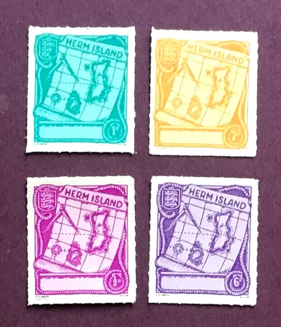 HERM (CHANNEL ISLAND) 1950s - MAP SET DEFINITIVES - MINT HINGED